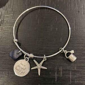 Toes in the Sand Kind Of Girl Starfish Sand Pail Gemstone Beach Charm Bracelet